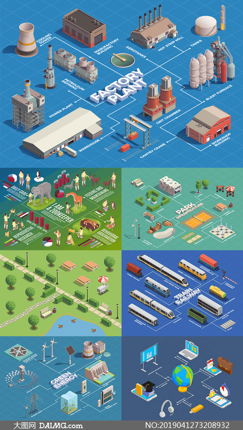 工厂公园与动物园创意设计矢量素材 - 大图网素材daim